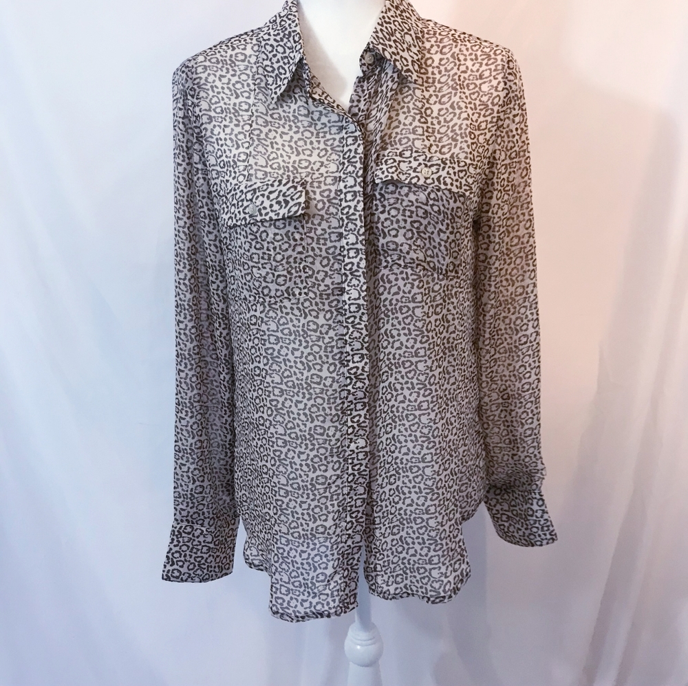 Lumiere Boutique Leopard Print Sz Med Sheer Top